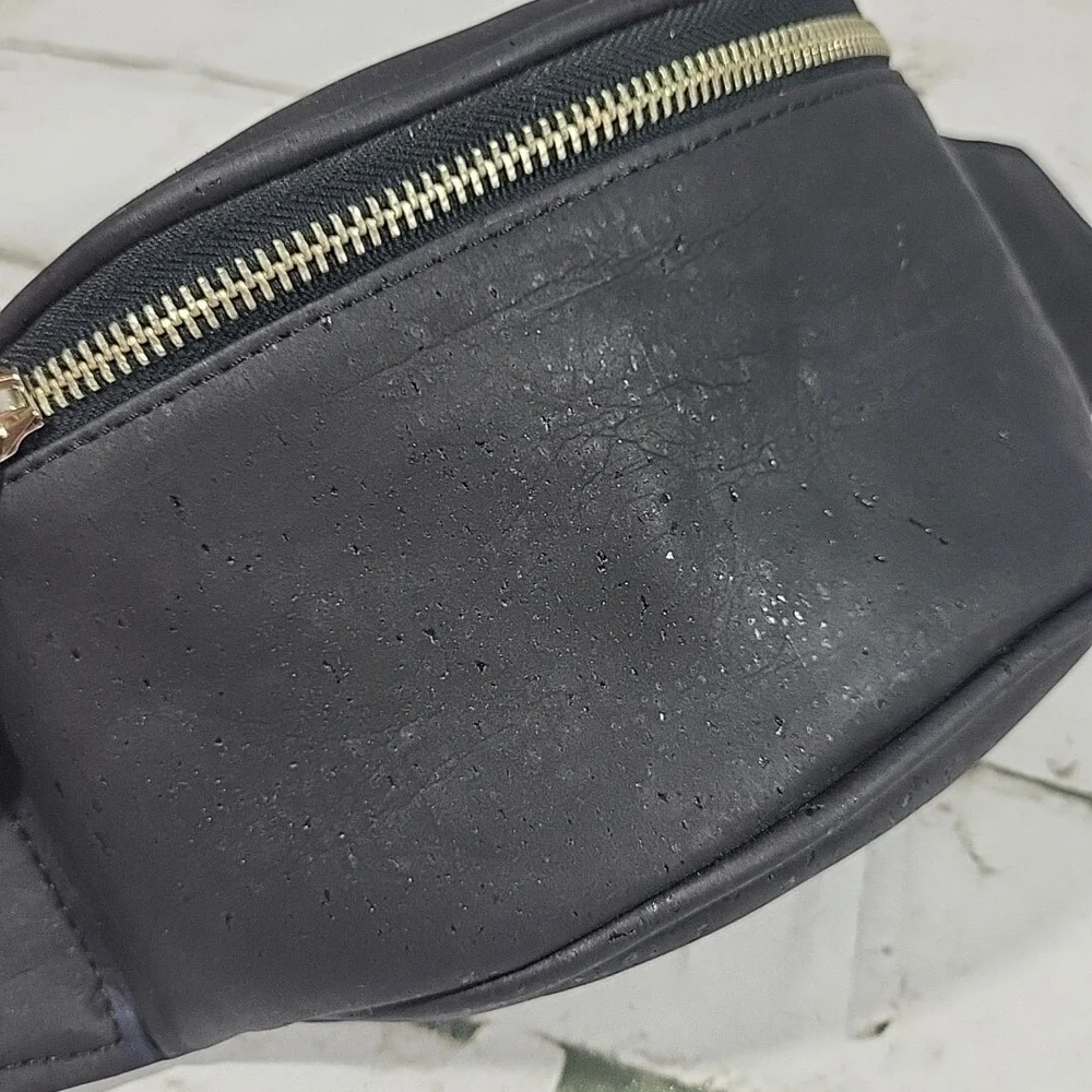 Tiradia Cork Journey Belt Bag‎ Fanny Pack Black Vegan Leather Eco Wanderer